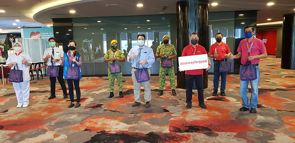 Frontline workers at Sunway Pyramid Convention Centre, Selangor