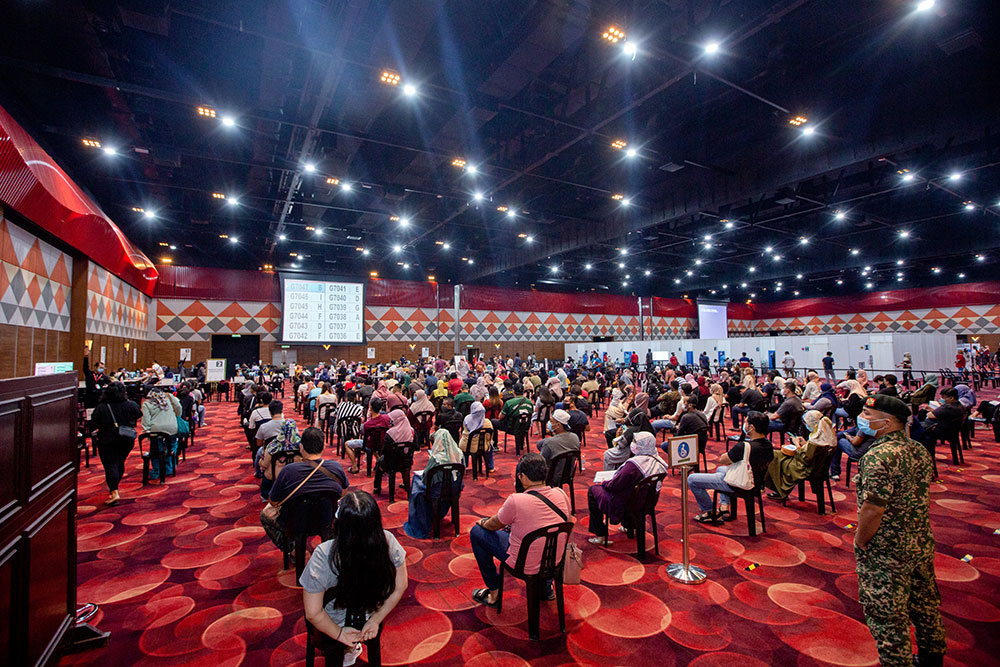 Panoramic view of Sunway Pyramid Convention Centre PPV, where public vaccination is conducted with proper SOPs in place for the health and safety of all involved.