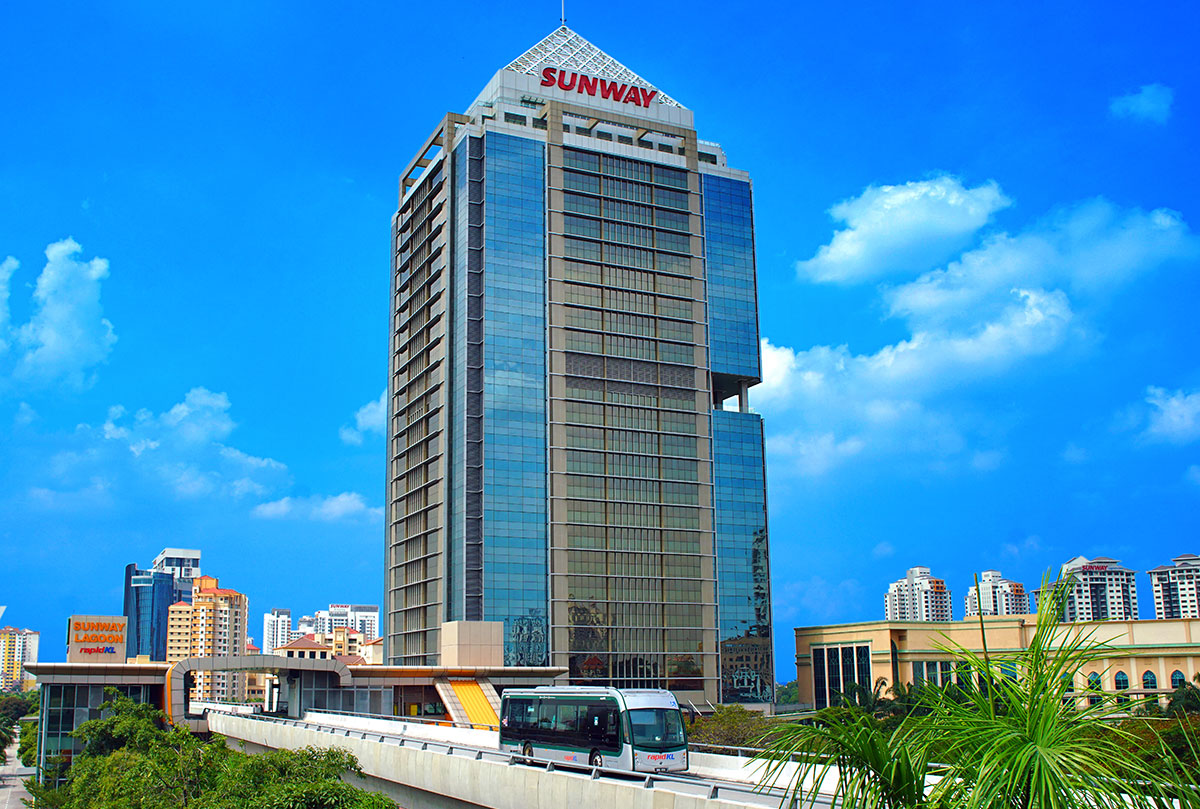 A wide shot of Sunway Pinnacle in Sunway City Kuala Lumpur