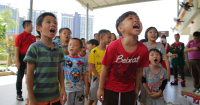 Close up shot of children at Rumah Charis