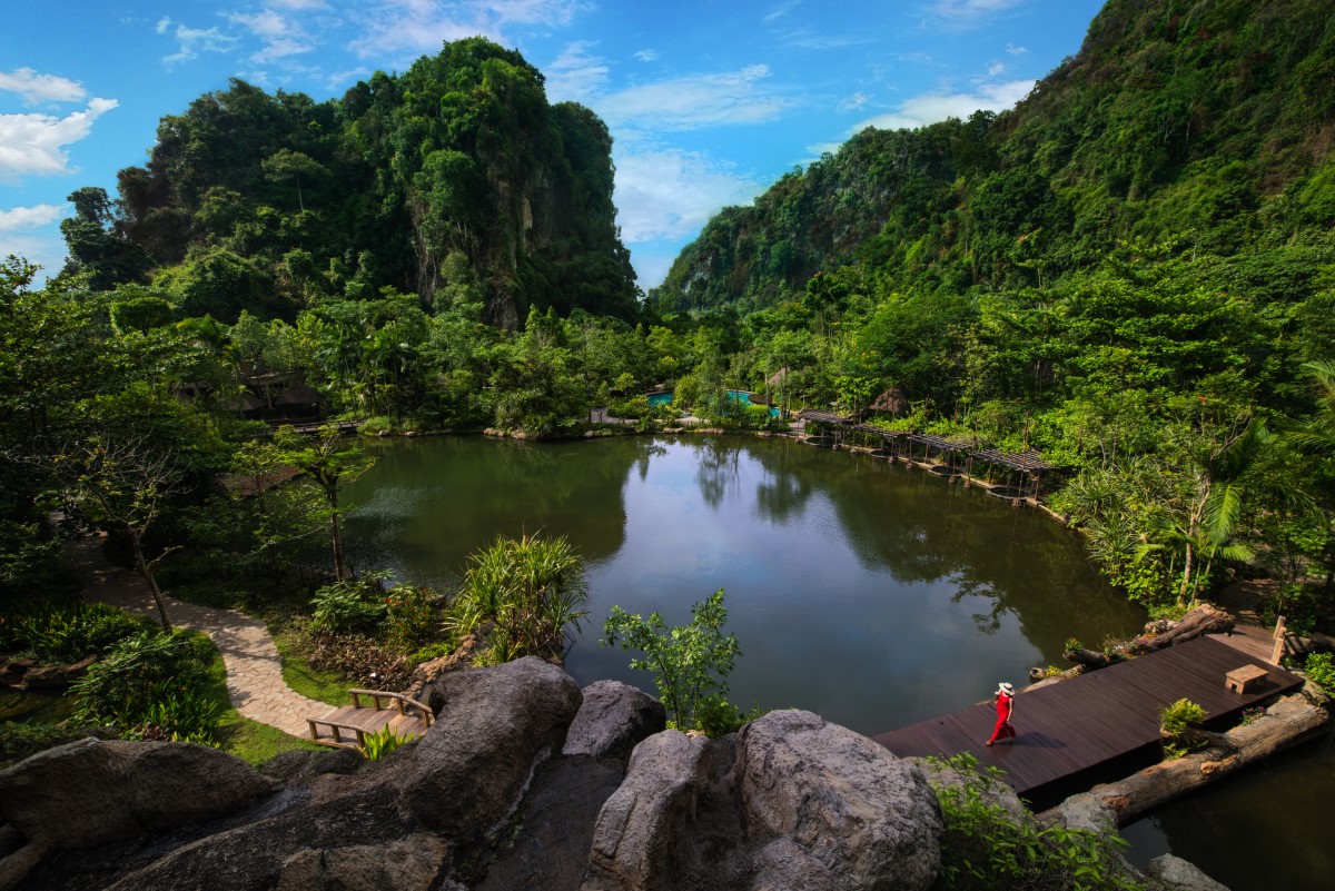 A side-angle shot of Limestone Hills at the Banjaran Hotsprings Retreat, Sunway City Ipoh