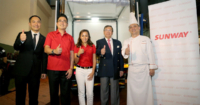 A wide shot of Tengku Zatashah binti Sultan Sharafuddin Idris Shah, Tan Sri Razman M. Hashim and Justain Cheah at the kick-off of #ZEROFOODWASTAGE