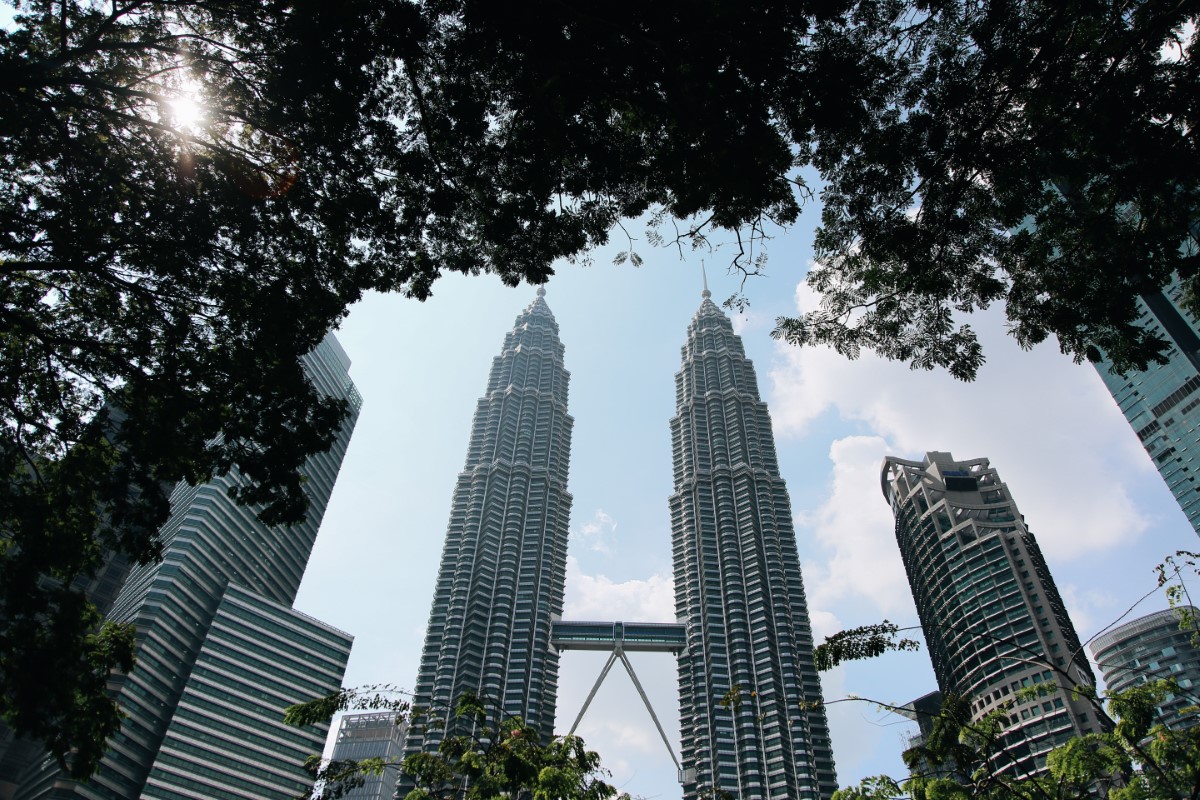 Wide shot of Petronas Twin Towers