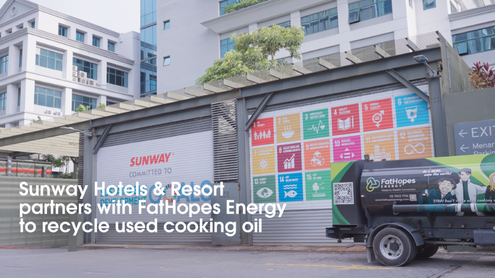 Fathopes truck parked outside the refuse chamber of Menara Sunway.