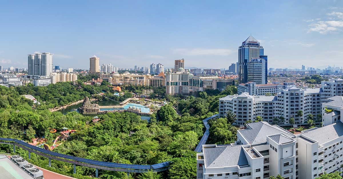 Drone shot of Sunway City Kuala Lumpur