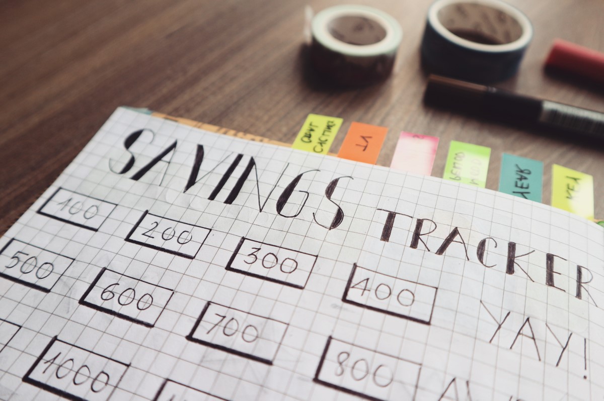 Image of a hand-written savings tracker