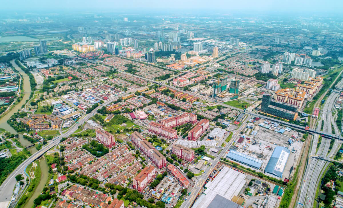 A current overview shot of Sunway City Kuala Lumpur in 2022, brimming with life and greeneries.