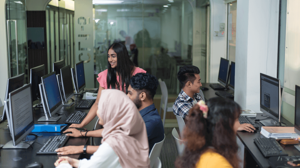 Students at a computer lab in Sunway University.