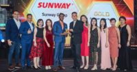 A full landscape shot of the core team behind Sunway Group Human Resources receiving the prestigious Employer of the Year accolade at the HR Excellence Awards 2023