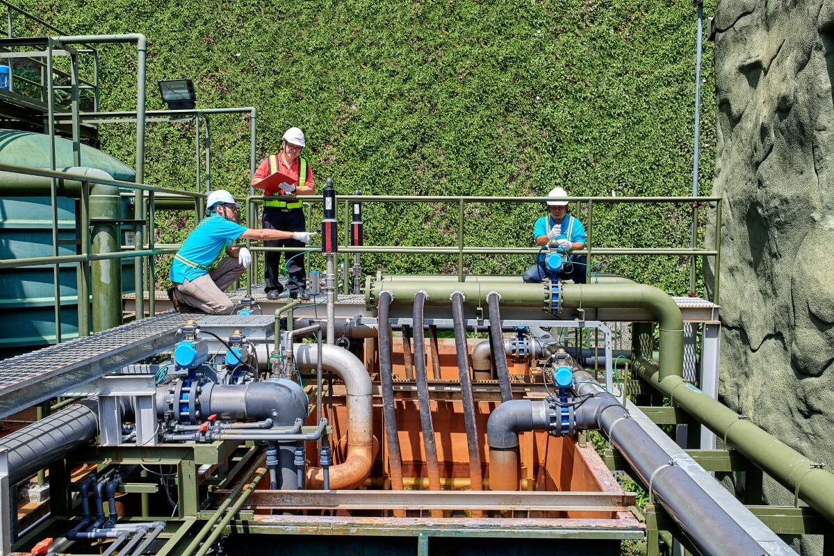 Wide shot of water treatment plant in Sunway South Quay