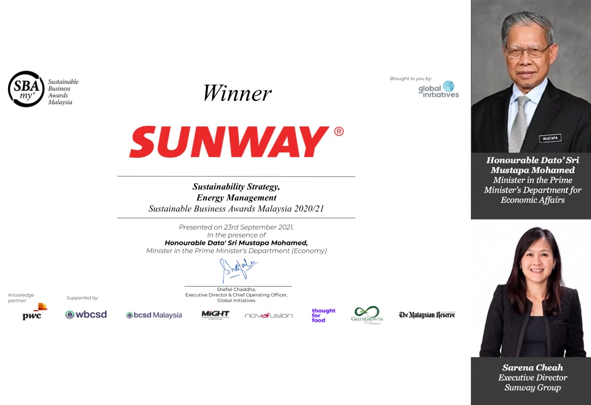 Sunway Wins Four Awards at The Sustainable Business Awards 2020/21